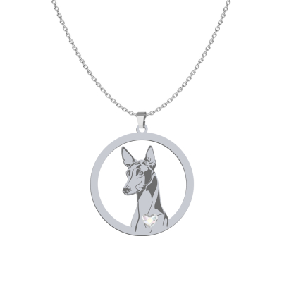 Silver Pharaoh Hound necklace with a heart, FREE ENGRAVING - MEJK Jewellery