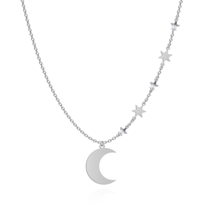 Necklace MOON WITH STARS  gold-plated rhodium-plated silver