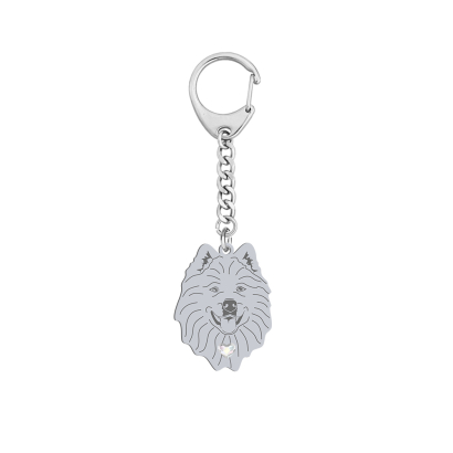 Silver Samoyed keyring with a heart, FREE ENGRAVING - MEJK Jewellery
