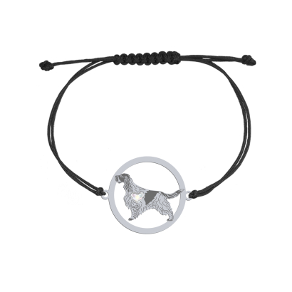 Silver English Springer Spaniel string bracelet, FREE ENGRAVING - MEJK Jewellery