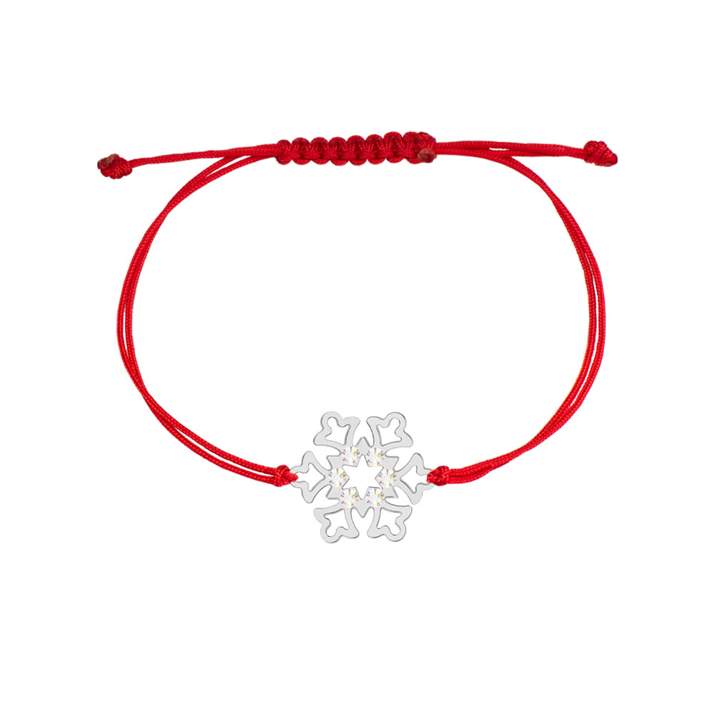 Twine bracelet SNOWFLAKE with  crystals, BRCB 24sz
