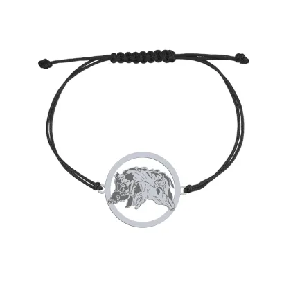 Silver Russian-European Laika engraved string bracelet - MEJK Jewellery