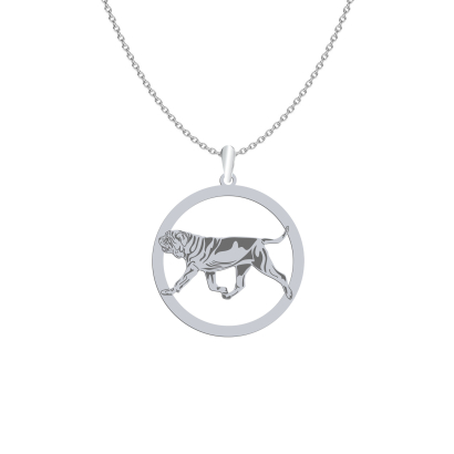Silver Neapolitan Mastiff engraved necklace - MEJK Jewellery