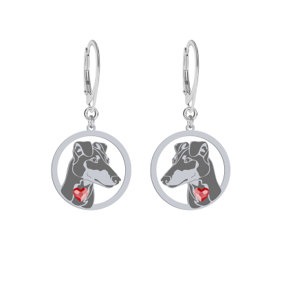 Silver Manchester terrier engraved earrings with a heart - MEJK Jewellery