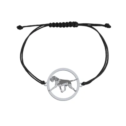Silver German Wirehaired Pointer engraved string bracelet - MEJK Jewellery