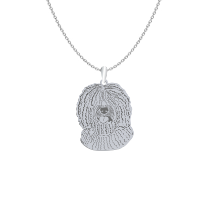 Silver Spanish Water Dog engraved necklace with a heart - MEJK Jewellery