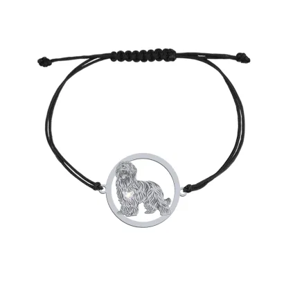 Silver Briard string bracelet with a heart, FREE ENGRAVING - MEJK Jewellery