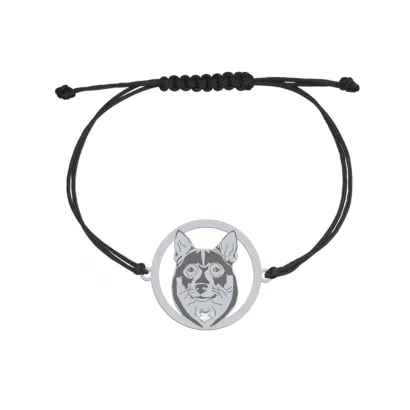 Bransoletka Swedish Vallhund srebro sznurek GRAWER GRATIS - MEJK Jewellery