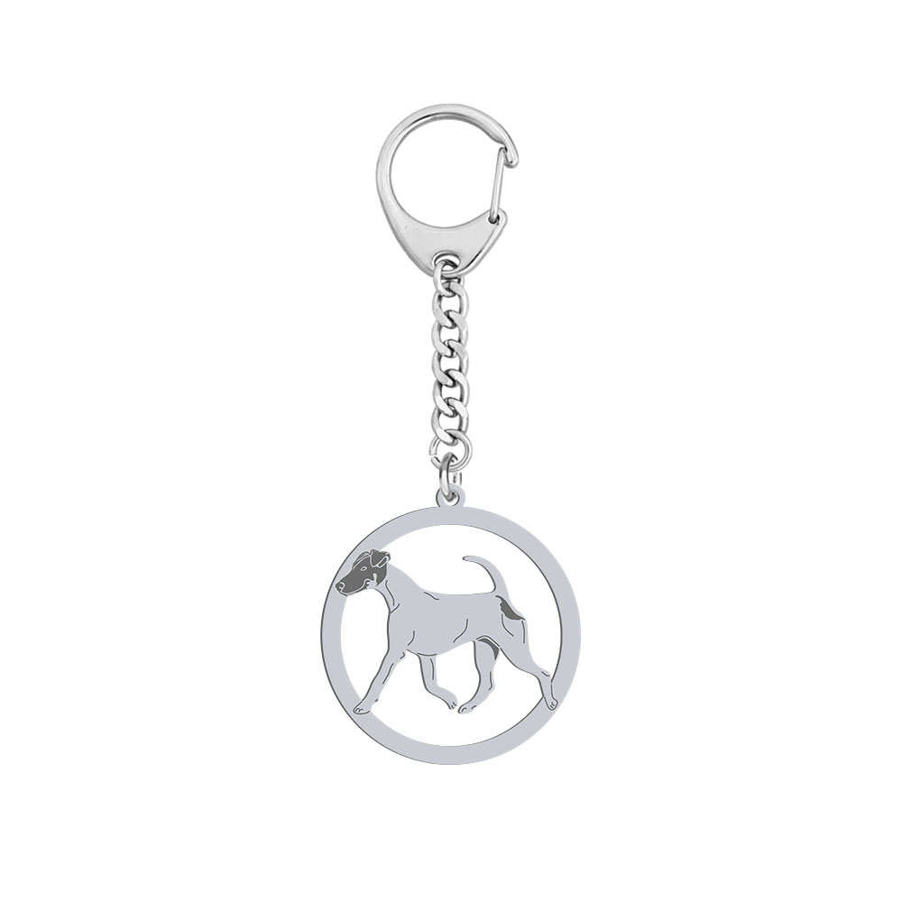 Silver Smooth Fox Terrier engraved keyring - MEJK Jewellery