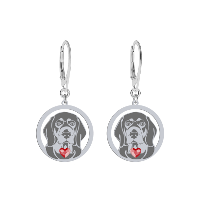 Silver Alpine Dachsbracke engraved earrings with a heart - MEJK Jewellery