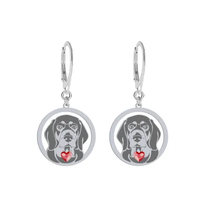 Silver Alpine Dachsbracke engraved earrings with a heart - MEJK Jewellery