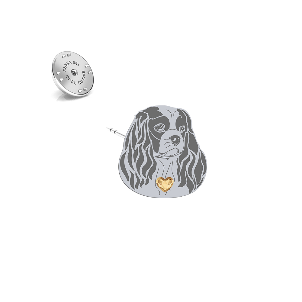 Silver Cavalier King Charles Spaniel pin - MEJK Jewellery