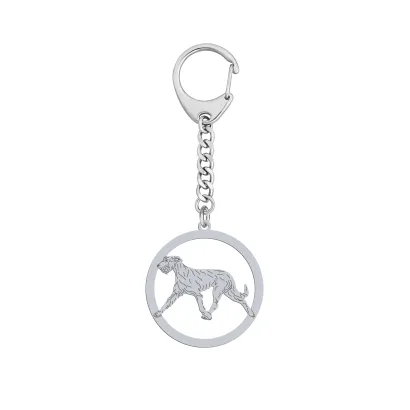  Silver  Irish Wolfhound  engraved keyring - MEJK Jewellery