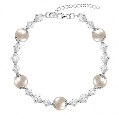 Bransoletka Biżuteria Ślubna z kryształami perłami srebro