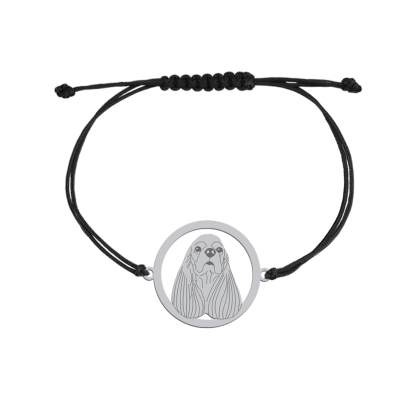 Silver American Cocker Spaniel string bracelet, FREE ENGRAVING - MEJK Jewellery