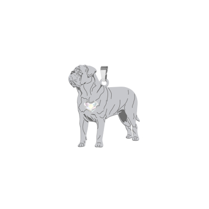 Zawieszka z psem grawerem sercem Dog de Bordeaux srebro - MEJK Jewellery