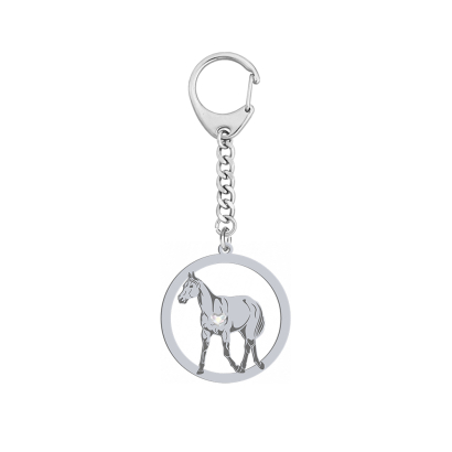 Silver Thoroughbred Horse keyring with, FREE ENGRAVING - MEJK Jewellery
