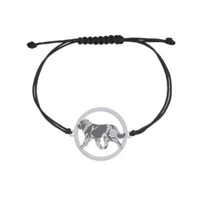 Bransoletka z psem Owczarkiem Kaukaskim srebro sznurek GRAWER GRATIS - MEJK Jewellery
