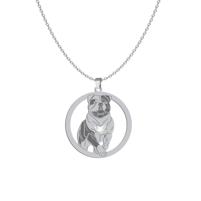 Silver American Bulldog necklace, FREE ENGRAVING - MEJK Jewellery