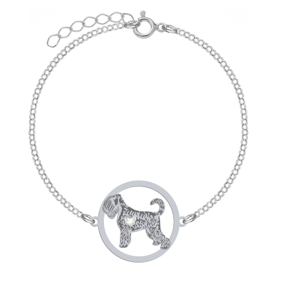 Silver Black Russian Terrier bracelet with a heart, FREE ENGRAVING - MEJK Jewellery