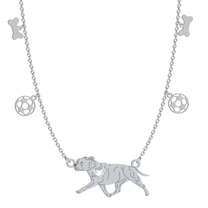 Silver Staffordshire Bull Terrier necklace, FREE ENGRAVING - MEJK Jewellery