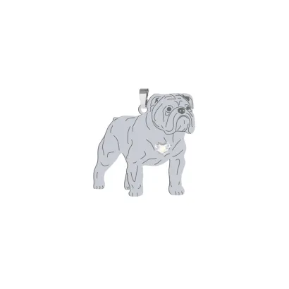 Silver English Bulldog engraved pendant - MEJK Jewellery