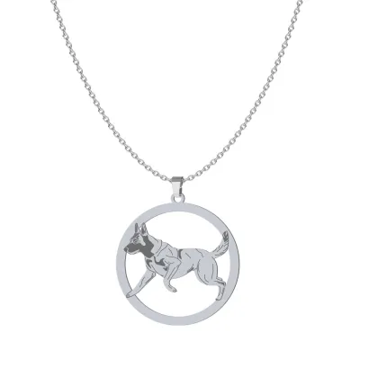 Silver Malinois engraved necklace - MEJK Jewellery