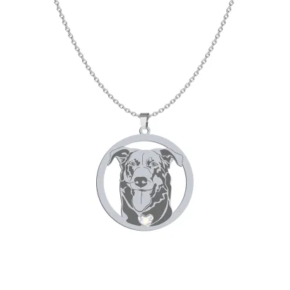 Silver Beauceron necklace with a heart, FREE ENGRAVING - MEJK Jewellery