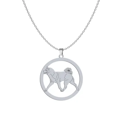 Silver Japanese Akita Inu engraved necklace - MEJK Jewellery