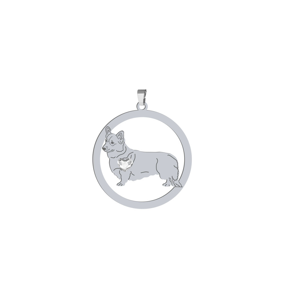 Silver Welsh Corgi Pembroke engraved pendant with a heart - MEJK Jewellery