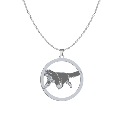 Silver Bernese Mountain Dog engraved necklace - MEJK Jewellery