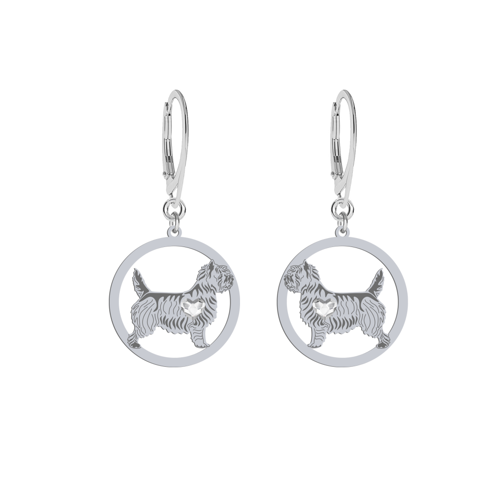 Silver Cairn Terrier earrings with a heart, FREE ENGRAVING - MEJK Jewellery