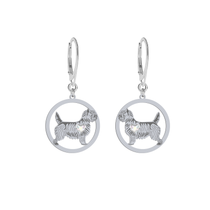 Silver Cairn Terrier earrings with a heart, FREE ENGRAVING - MEJK Jewellery