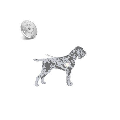Silver German Wirehaired Pointer jewellery pin - MEJK Jewellery