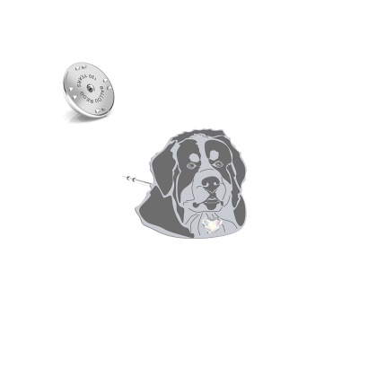 Silver Bernese Mountain Dog jewellery pin - MEJK Jewellery