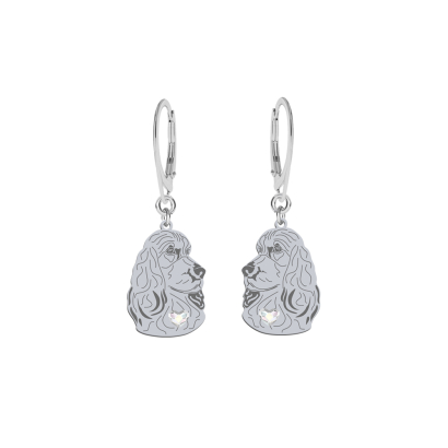 Silver English Cocker Spaniel earrings, FREE ENGRAVING - MEJK Jewellery