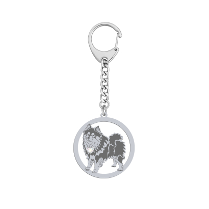 Silver Finnish Lapphund engraved keyring - MEJK Jewellery
