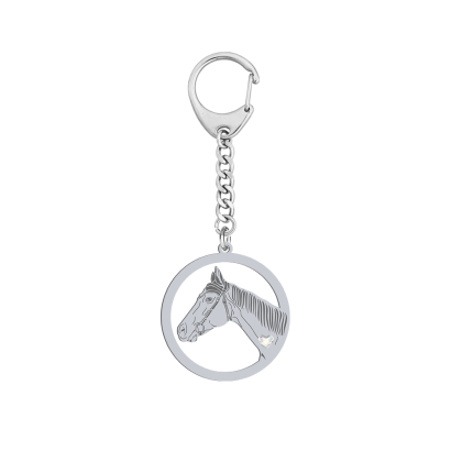 Silver Thoroughbred Horse keyring with, FREE ENGRAVING - MEJK Jewellery