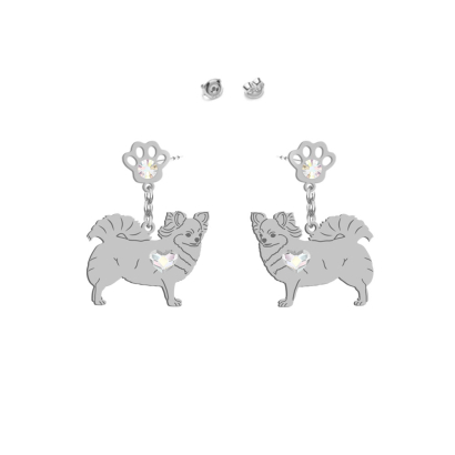 Kolczyki z psem sercem Chihuahua Długowłosa srebro GRAWER GRATIS - MEJK Jewellery