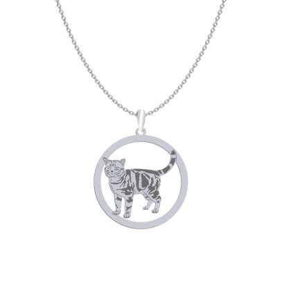Naszyjnik Kot Amerykański Krótkowłosy srebro 925 GRAWER GRATIS - MEJK Jewellery