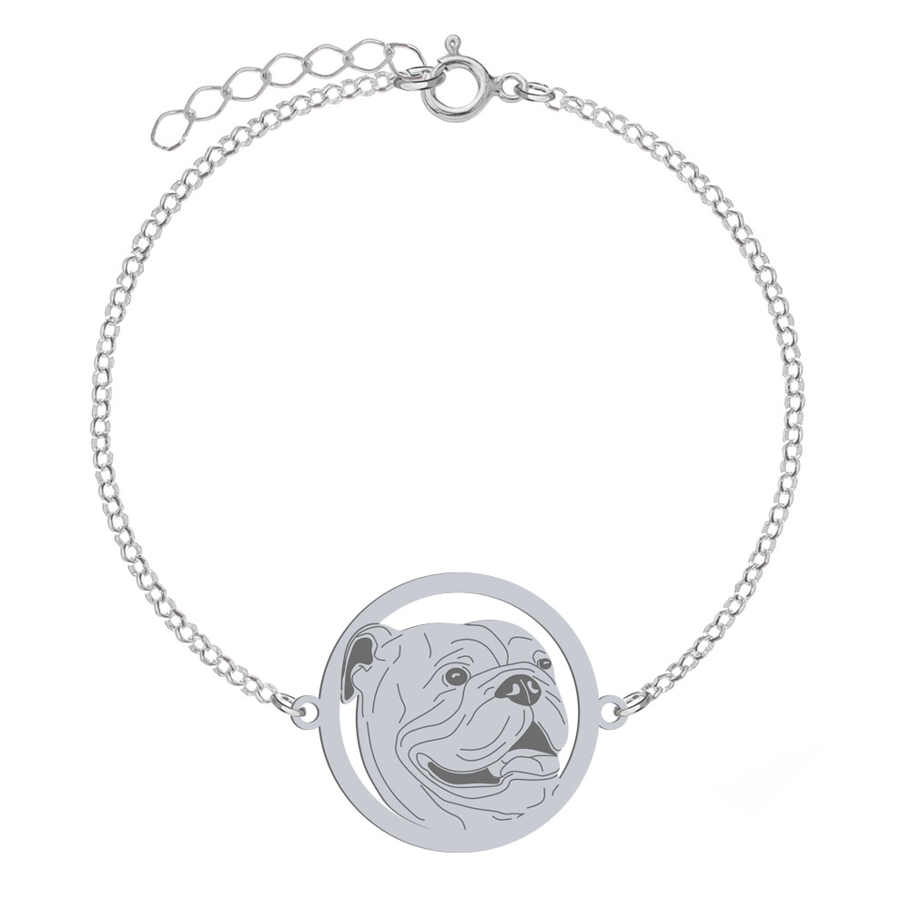 Silver English Bulldog engraved bracelet - MEJK Jewellery