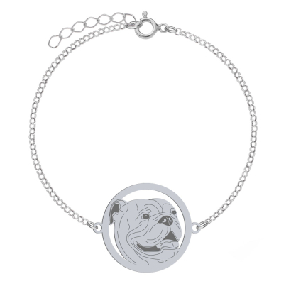 Silver English Bulldog engraved bracelet - MEJK Jewellery