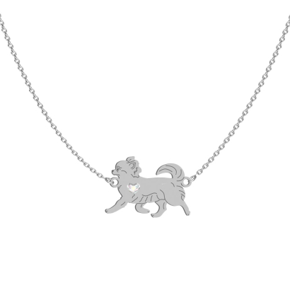 Naszyjnik z psem sercem Chihuahua Długowłosa srebro GRAWER GRATIS - MEJK Jewellery