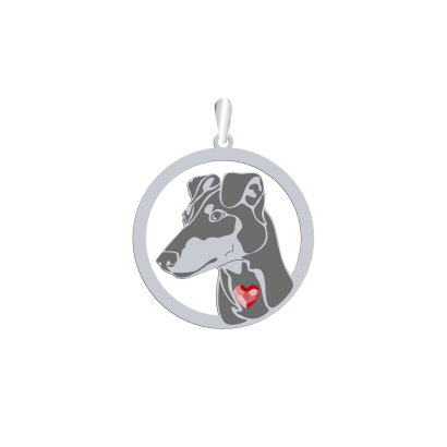 Silver Manchester terrier engraved pendant with a heart - MEJK Jewellery