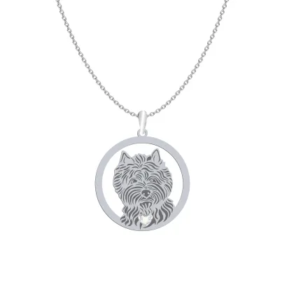 Silver Cairn Terrier engraved necklace with a heart - MEJK Jewellery
