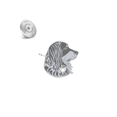 Silver Hovawart pin with a heart - MEJK Jewellery