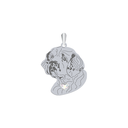Silver Clumber Spaniel engraved pendant with a heart - MEJK Jewellery
