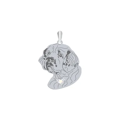 Silver Clumber Spaniel engraved pendant with a heart - MEJK Jewellery
