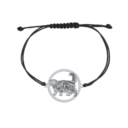 Bransoletka z Kotem Egzotycznym srebro sznurek GRAWER GRATIS - MEJK Jewellery