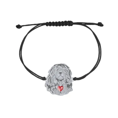 Silver Bergamasco shepherd string bracelet, FREE ENGRAVING - MEJK Jewellery